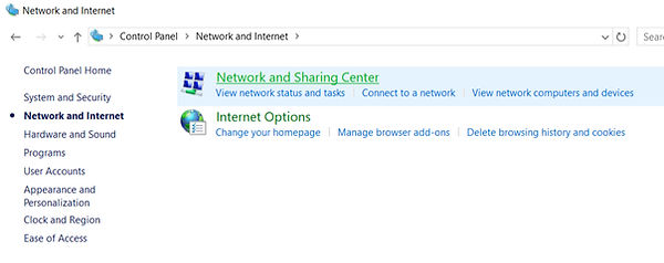 Network and Sharing Center